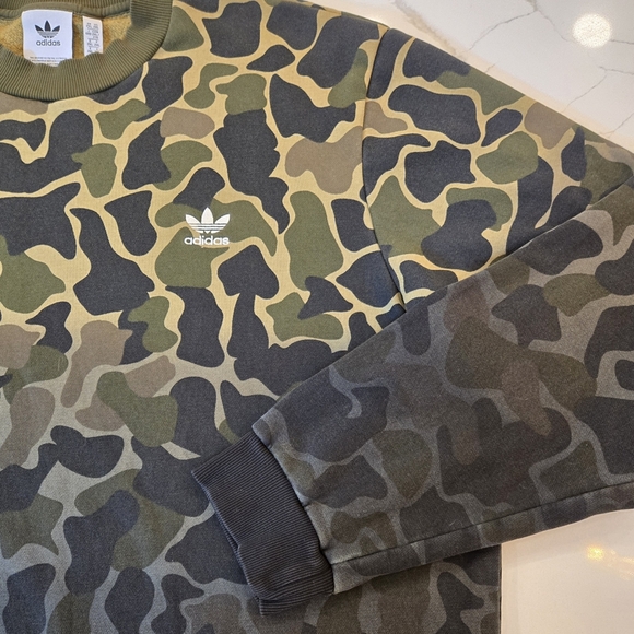 Adidas Ombre Camouflage Crewneck Pullover Sweatshirt Green Mens XXL - Picture 3 of 9